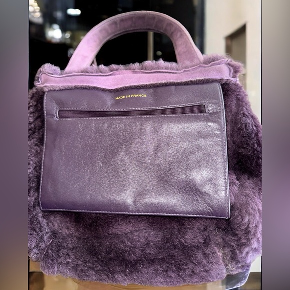 GUC Authentic Chanel 2000s Purple Shearling Mini Logo Bag with Dustbag & Cards - Picture 4 of 16